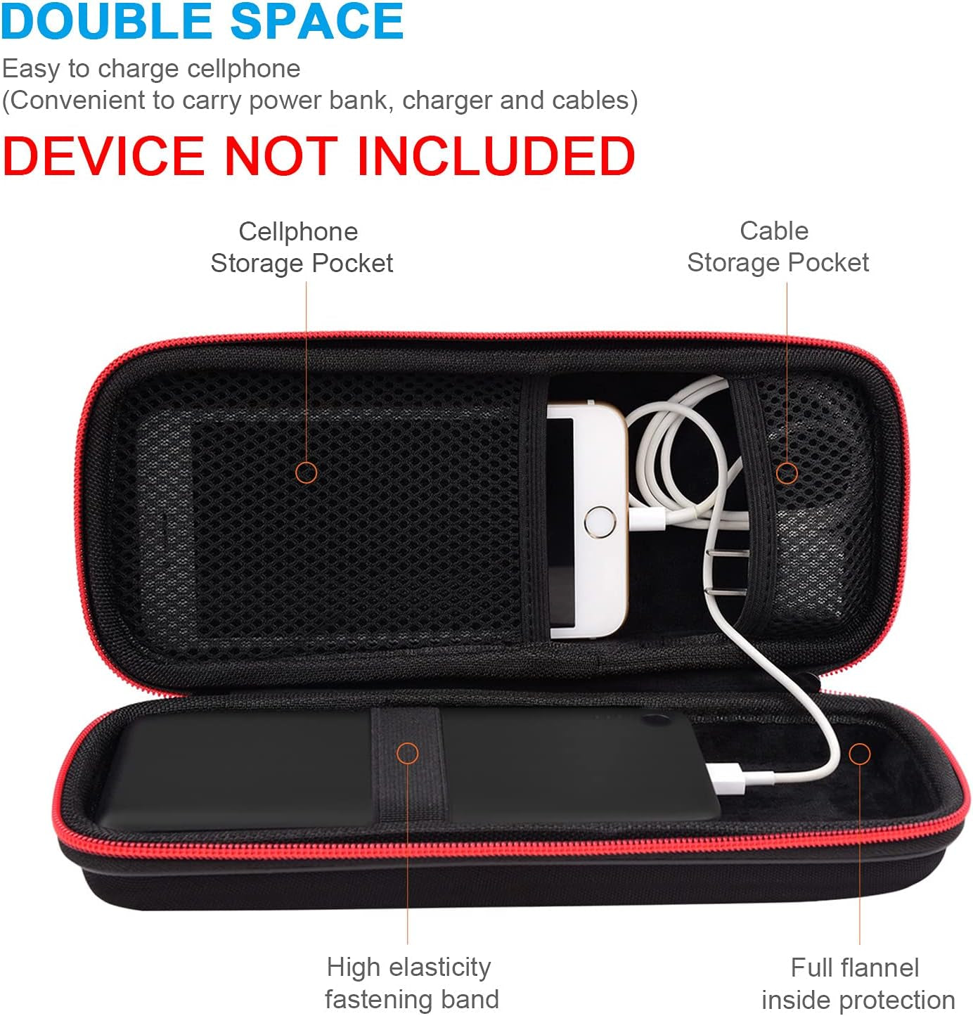 Hard Travel Case Fit for Ravpower 26800/20100/20000Mah, Anker Power Core 26800Mah/Powercore +26800Mah, Dulla M50000 Power Bank 12000Mah, ROMOSS 30000Mah, Lab599 Tx500 Radio by (Large Black)