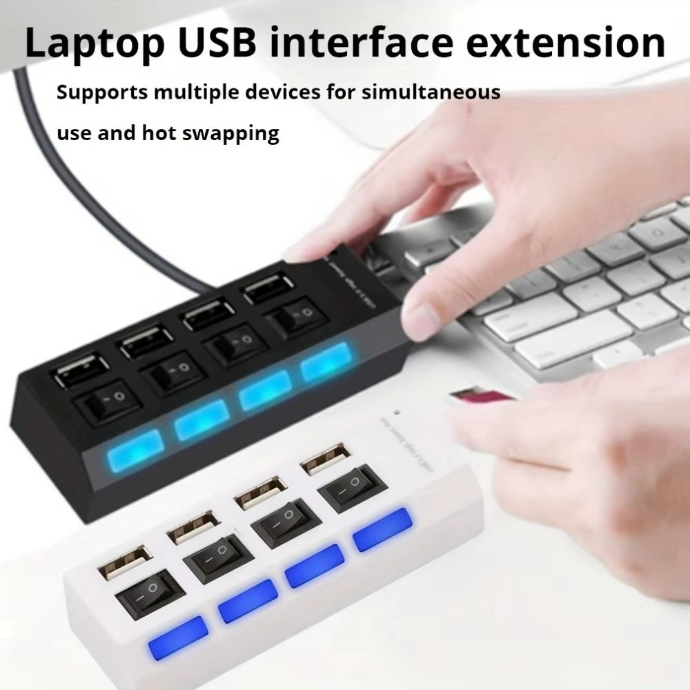 USB 2.0 Hub 4/7 Port Splitter Power Adapter with ON/OFF Switch Multiple Expander HUB for PC Laptop Macbook Desktop Accessories