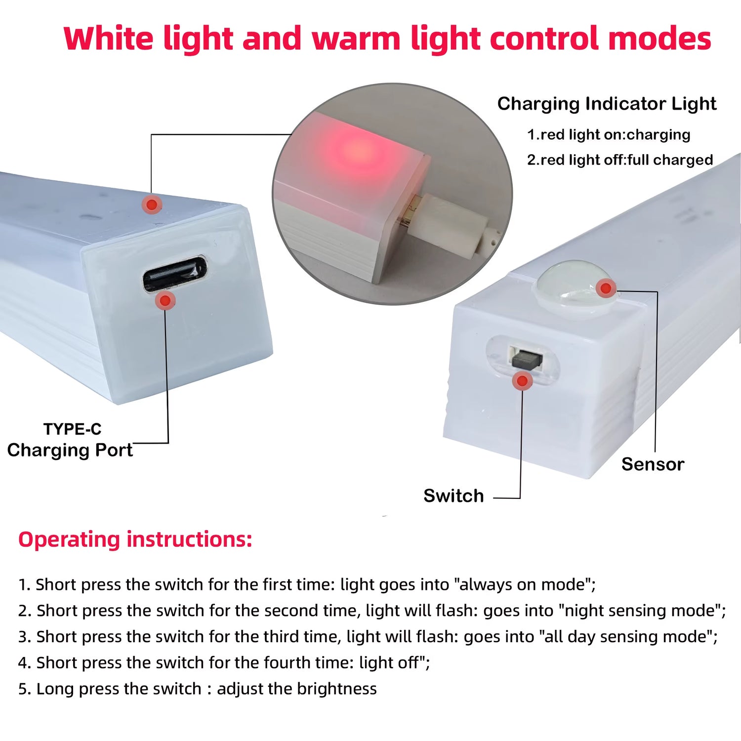 Wireless Rechargeable LED Night Lights Motion Sensor Lights Closet Kitchen Night Lights Bedroom Sensor Light Cabinet Stair Light
