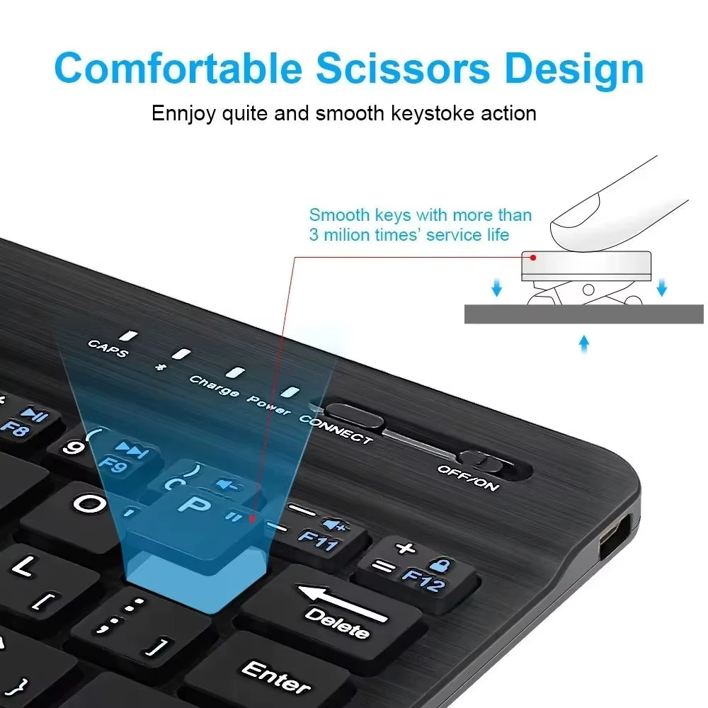 7/10Inch Bluetooth 5.1 Keyboard Mini Wireless Keyboard for Ipad Pro Air Notebook Rechargeable Gaming Keyboard for Laptop Tablet