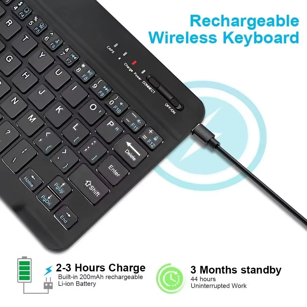 7/10Inch Bluetooth 5.1 Keyboard Mini Wireless Keyboard for Ipad Pro Air Notebook Rechargeable Gaming Keyboard for Laptop Tablet