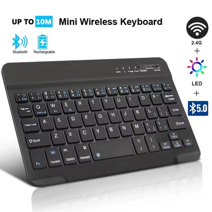 7/10Inch Bluetooth 5.1 Keyboard Mini Wireless Keyboard for Ipad Pro Air Notebook Rechargeable Gaming Keyboard for Laptop Tablet